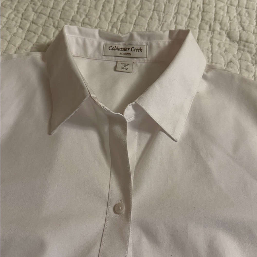 Coldwater Creek White Cotton Shirt - Women's Tailored Fit - Picture 5 of 7